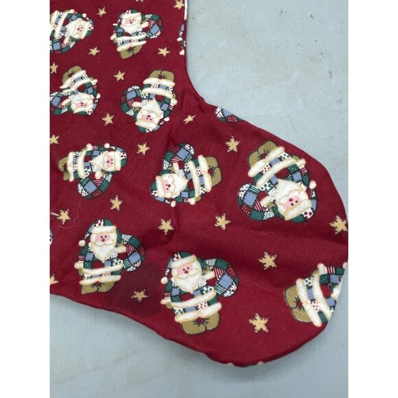 handmade Christmas stocking Santa patch work design red green 15" READ - Picture 2 of 6